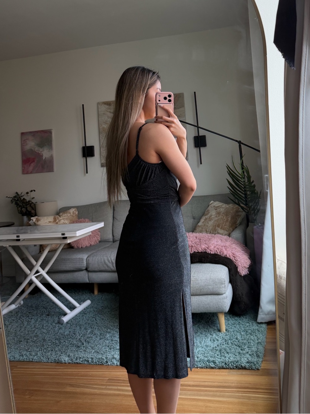 Sparkle Wrap Dress in Charcoal Silver - Picture 2 of 4